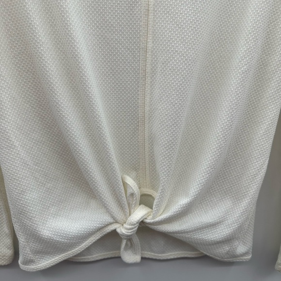 Loft textured white tie woman tie coastal grandma textured casual career top M - Picture 4 of 8